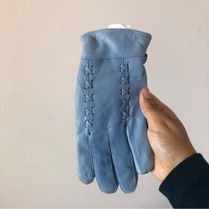 Blue leather gloves